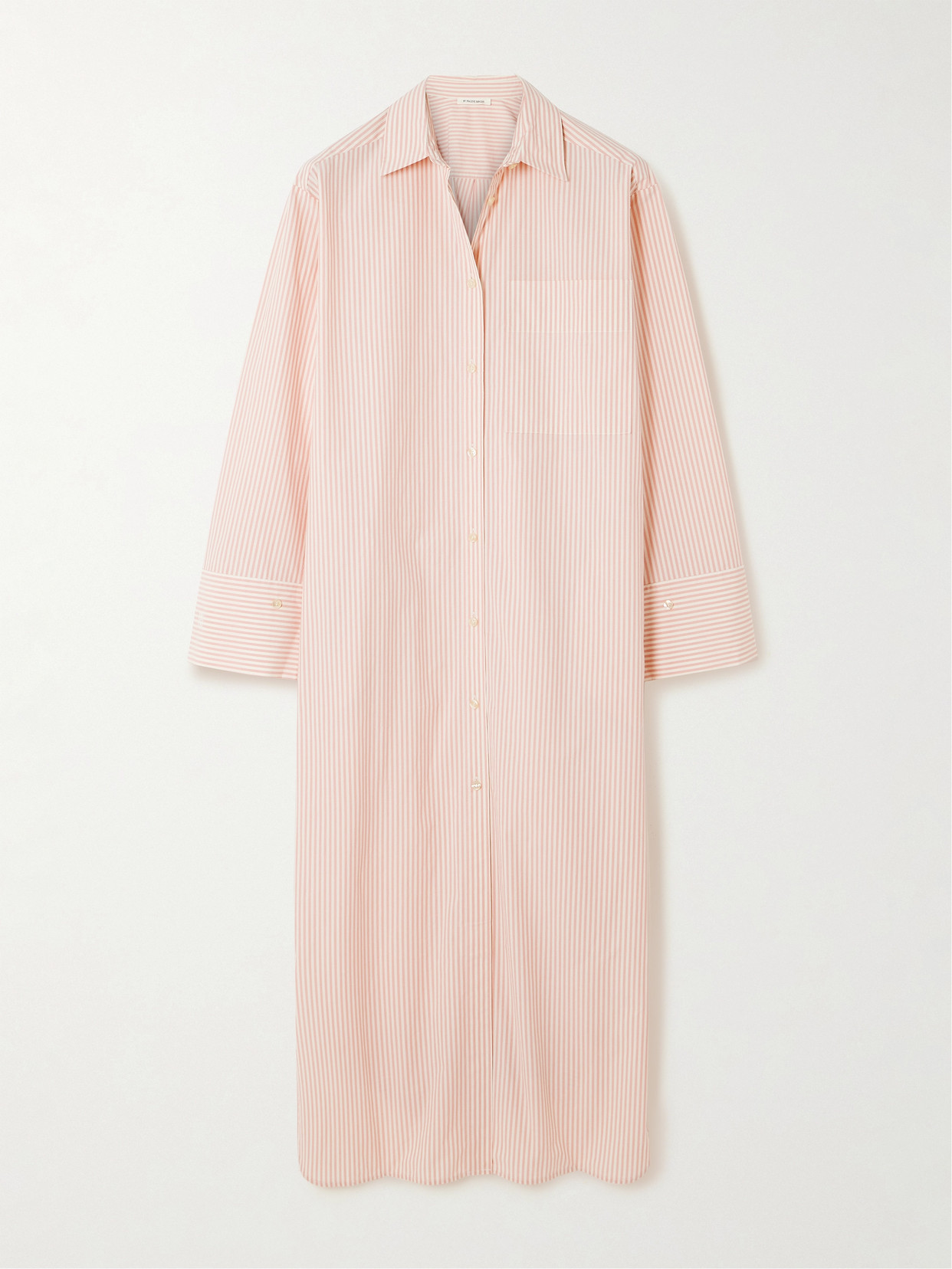 Shop By Malene Birger Perros Striped Organic Cotton-poplin Midi Dress In Pink