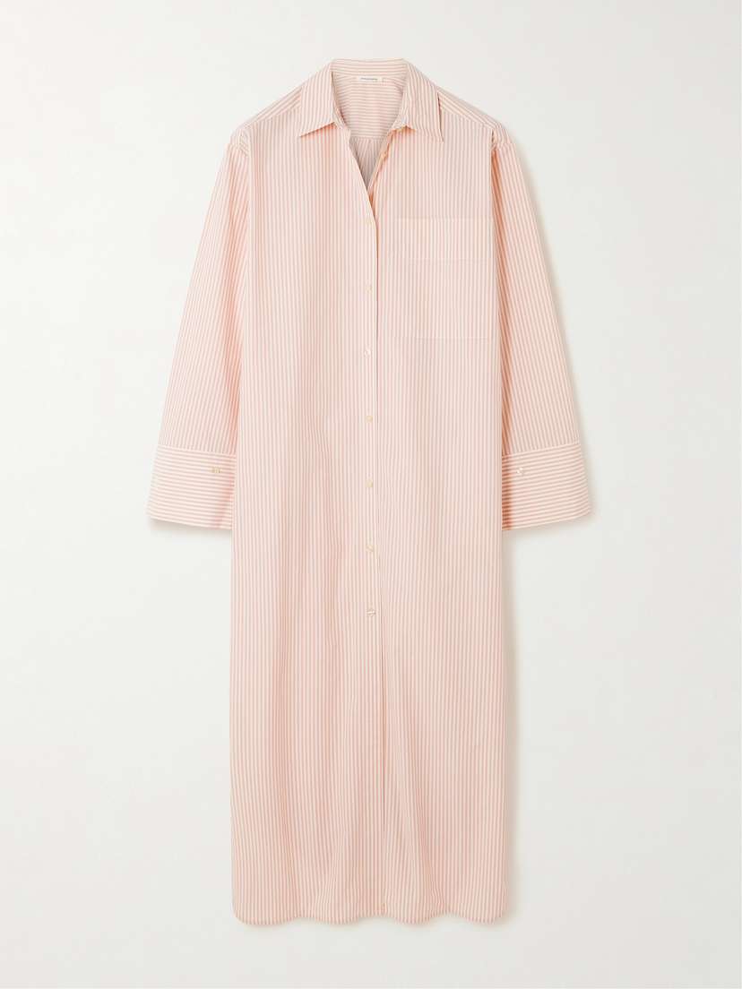 By Malene Birger Perros Striped Organic Cotton-poplin Midi Dress