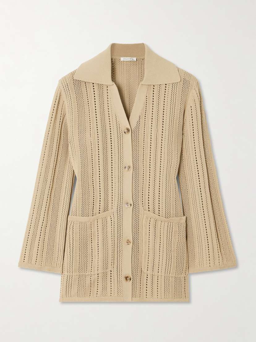 By Malene Birger Samina Pointelle-knit Cotton-blend Cardigan - x large