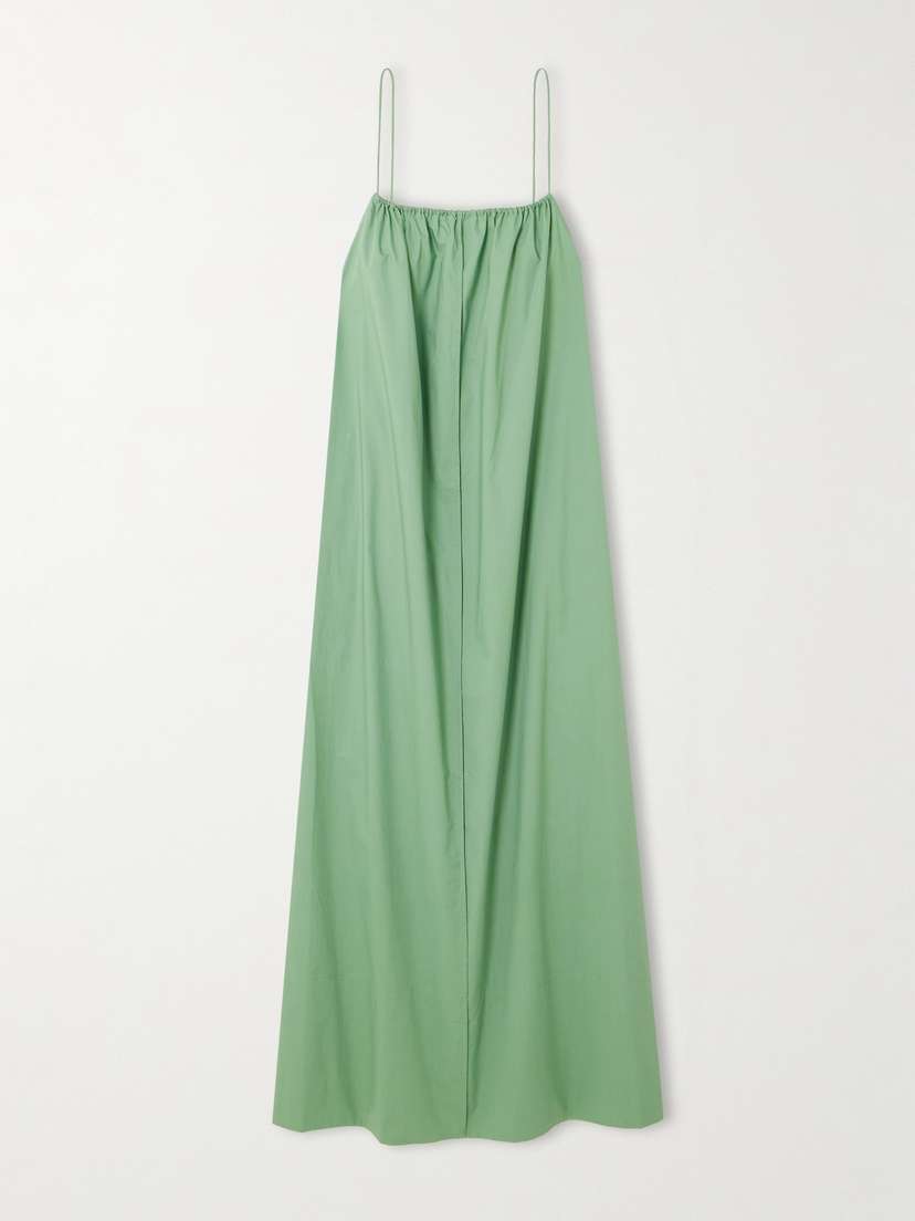 By Malene Birger Lanney Gathered Organic Cotton-poplin Maxi Dress