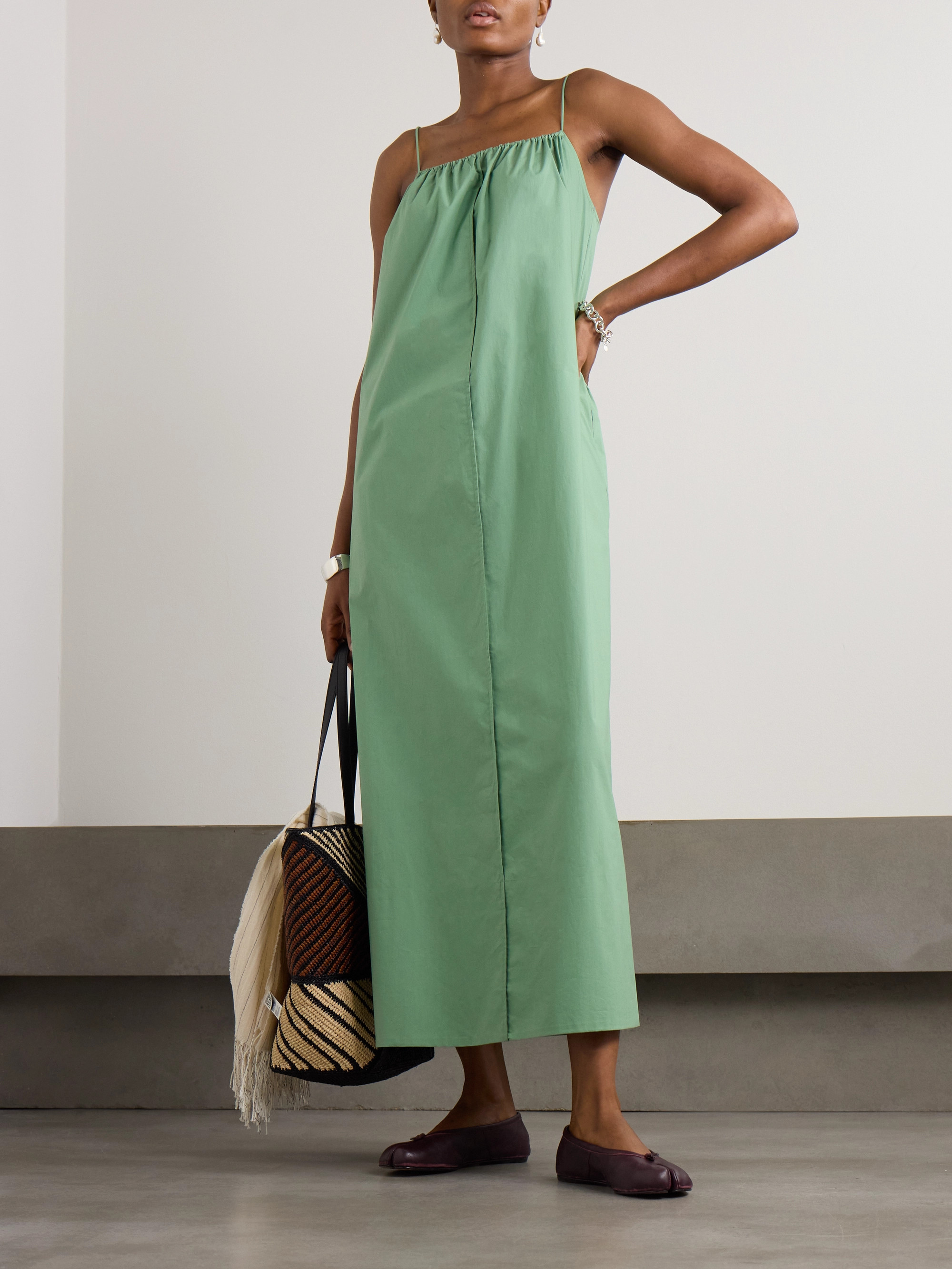 By Malene Birger - Lanney gathered organic cotton-poplin maxi dress | Plush
