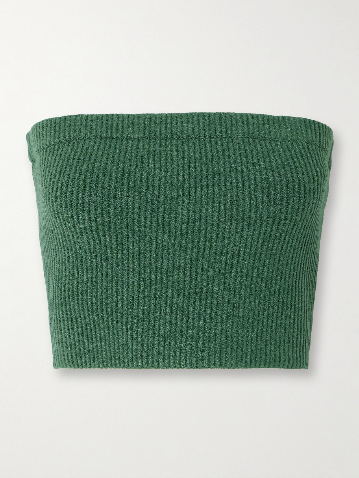 Shop By Malene Birger Giovania Cropped Strapless Ribbed Lenzing™ Ecovero™-blend Top In Green