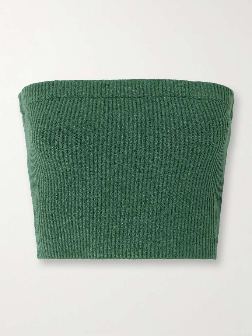 By Malene Birger Giovania Cropped Strapless Ribbed Lenzing™ Ecovero™-blend Top - x large