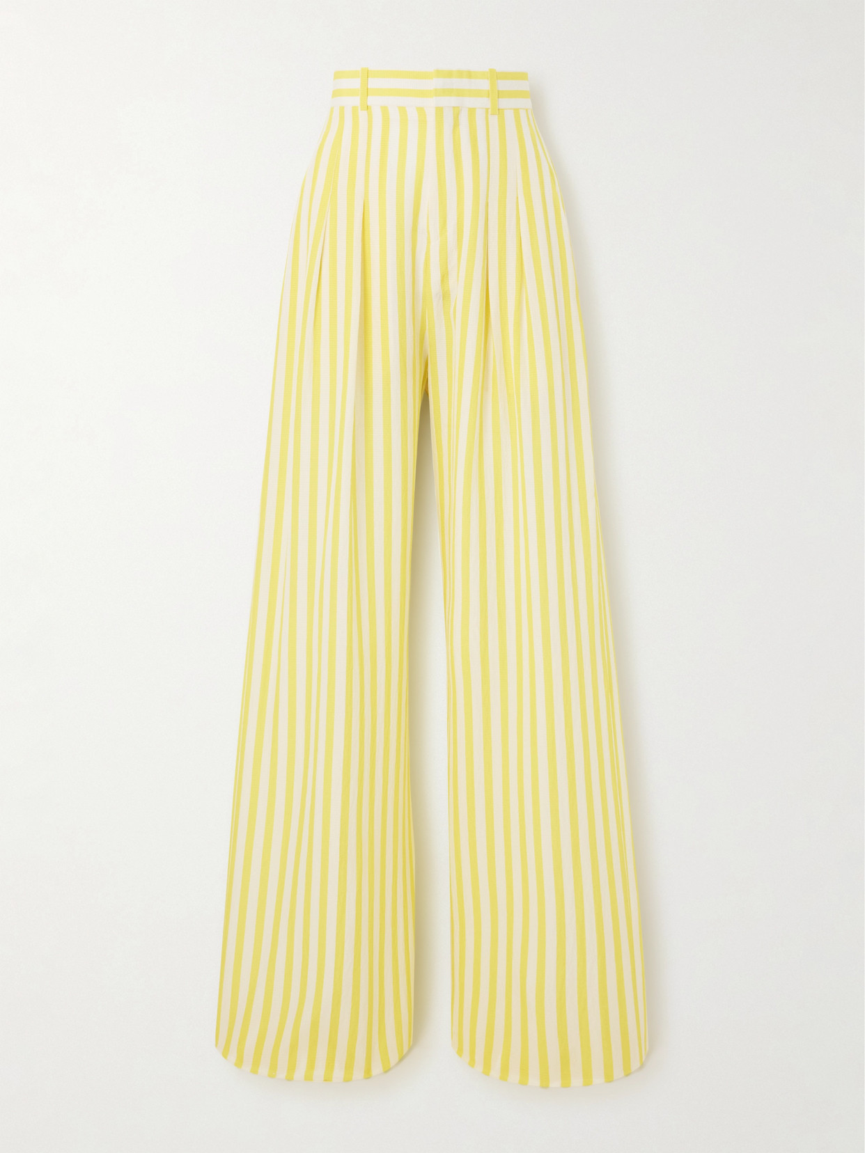 Petar Petrov Heat Wave Pleated Silk-crepon Wide-leg Trousers In Yellow