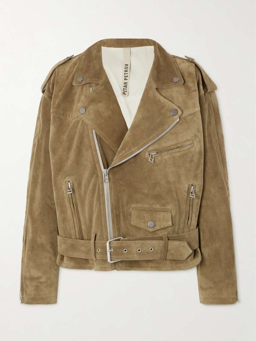 Petar Petrov Savage Belted Suede Biker Jacket