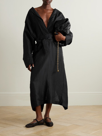 TOVE Rhys belted linen and silk-blend midi dress