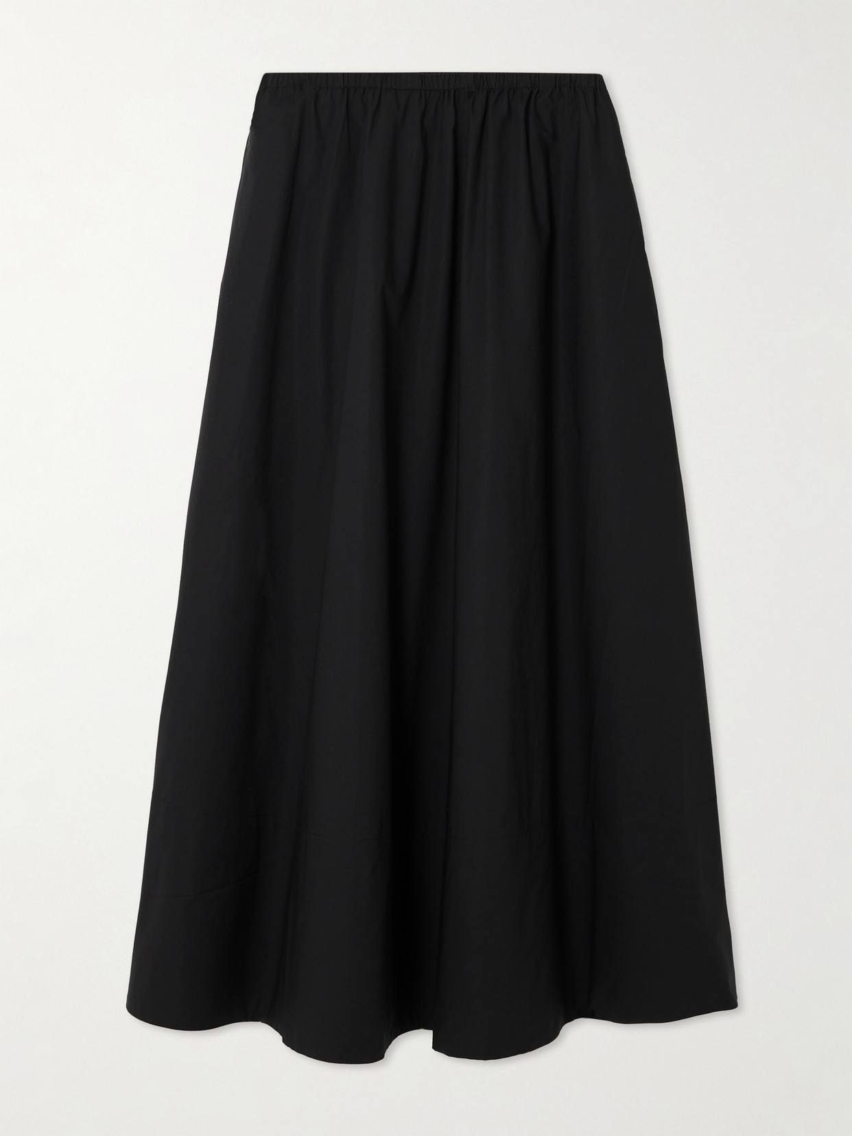 Shop By Malene Birger Pheobes Gathered Organic Cotton-poplin Midi Skirt In Black