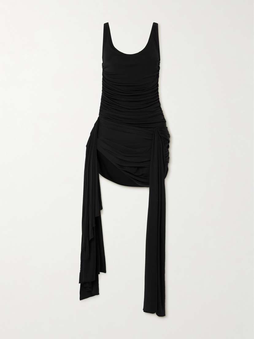 Mugler Tie-detailed Draped Stretch-jersey Mini Dress