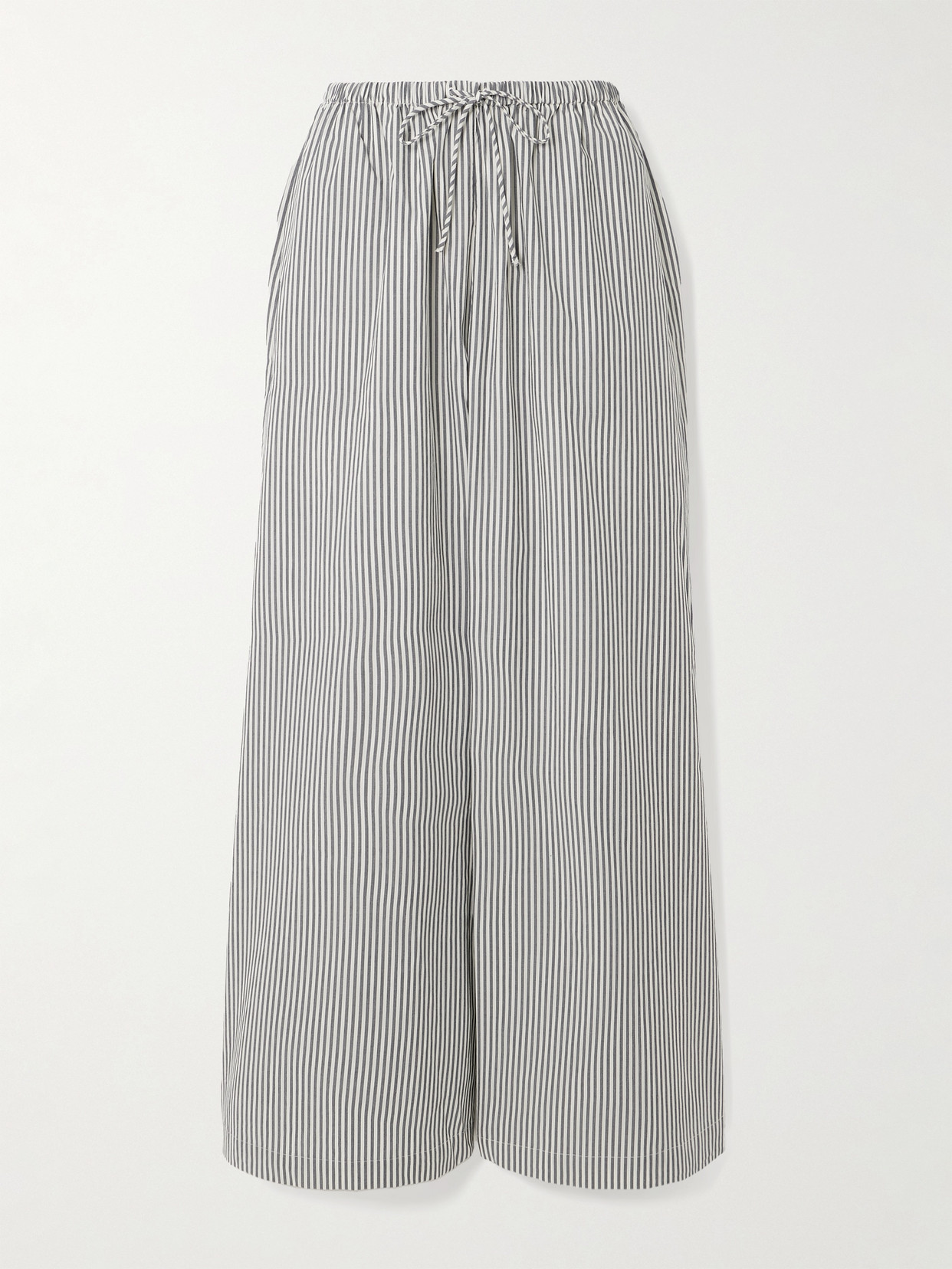 By Malene Birger Pisca Striped Organic Cotton-poplin Wide-leg Pants In Blue