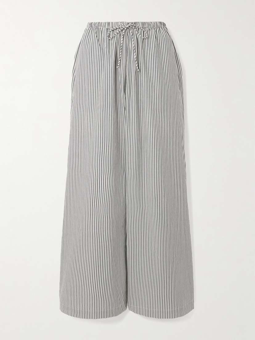By Malene Birger Pisca Striped Organic Cotton-poplin Wide-leg Pants