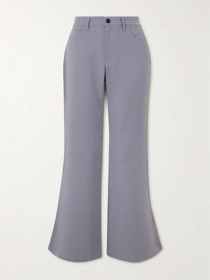 Marni Embroidered Grain De Poudre Wool And Mohair-blend Flared Pants