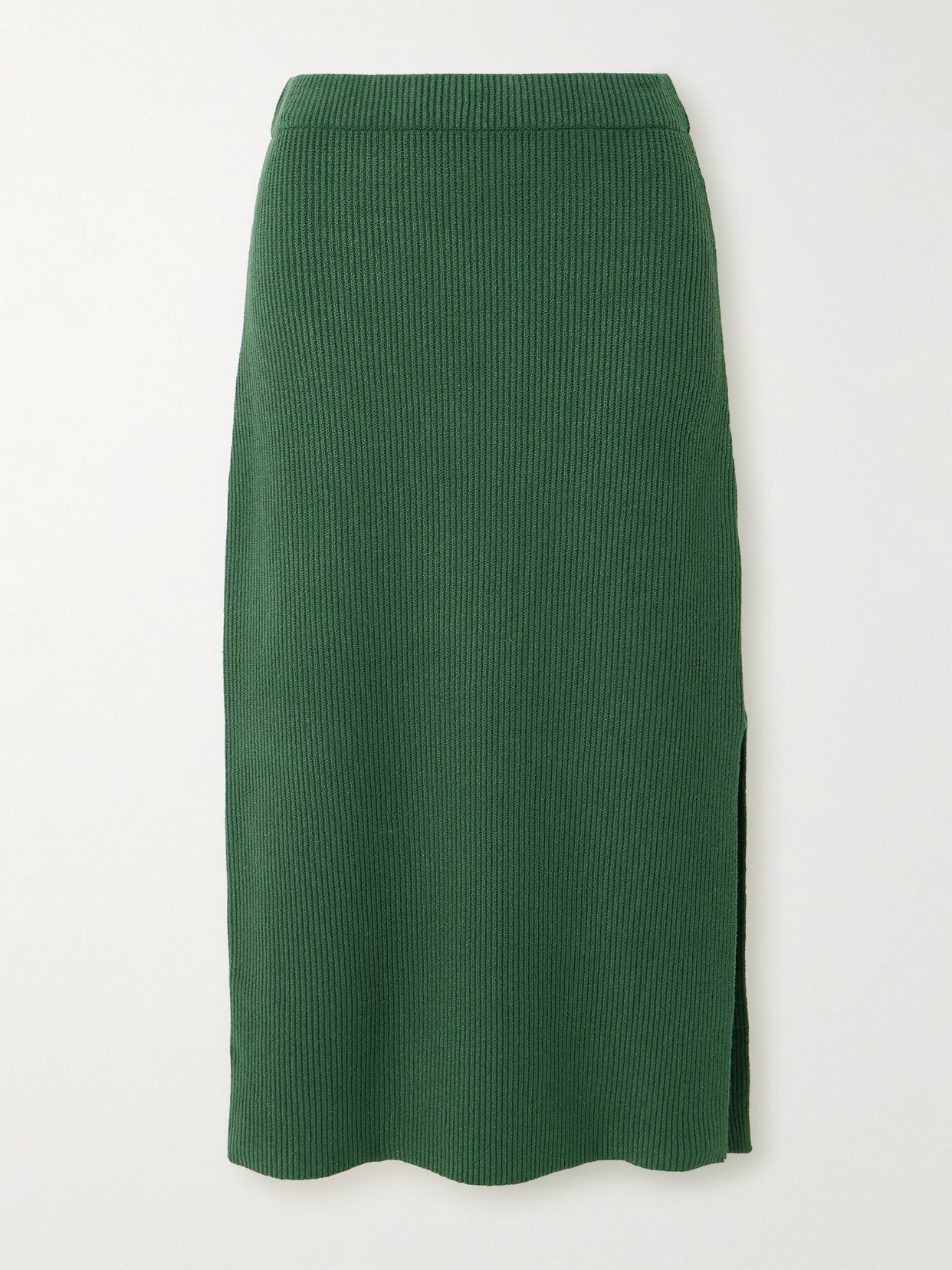 Shop By Malene Birger Kyara Ribbed Stretch Lenzing™ Ecovero™-blend Midi Skirt In Green