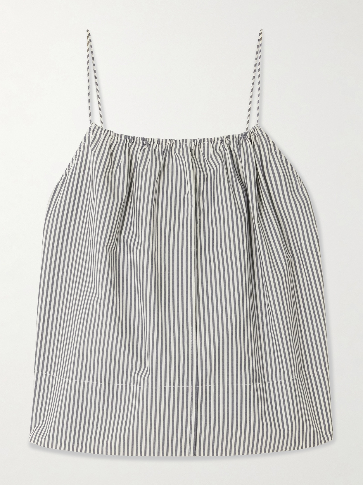 By Malene Birger Leonnes Striped Organic Cotton-poplin Tank In Blue