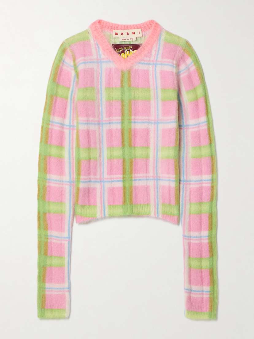 Marni Checked Brushed Knitted Sweater