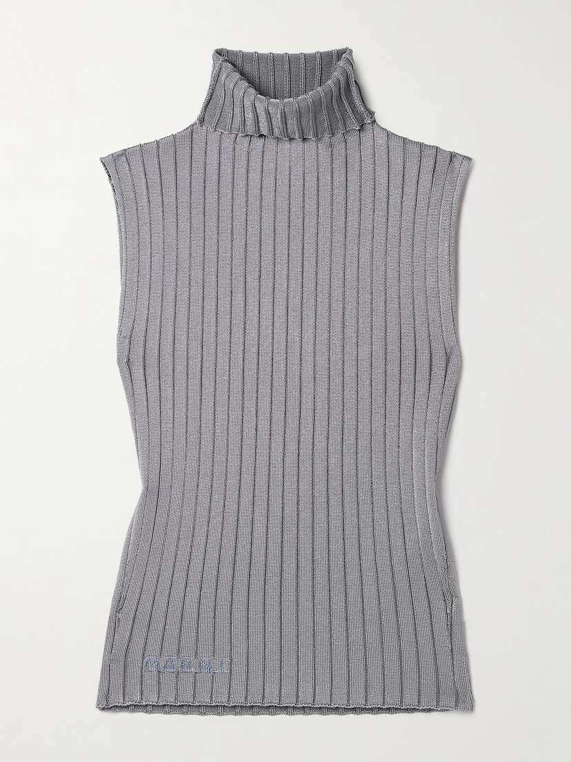 Marni Metallic Intarsia Ribbed-knit Turtleneck Top