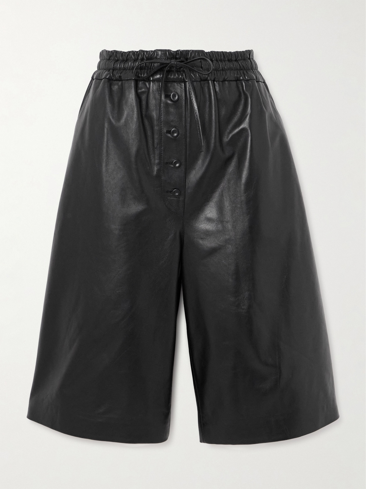 Jil Sander - Leather Wide-leg Shorts - Black