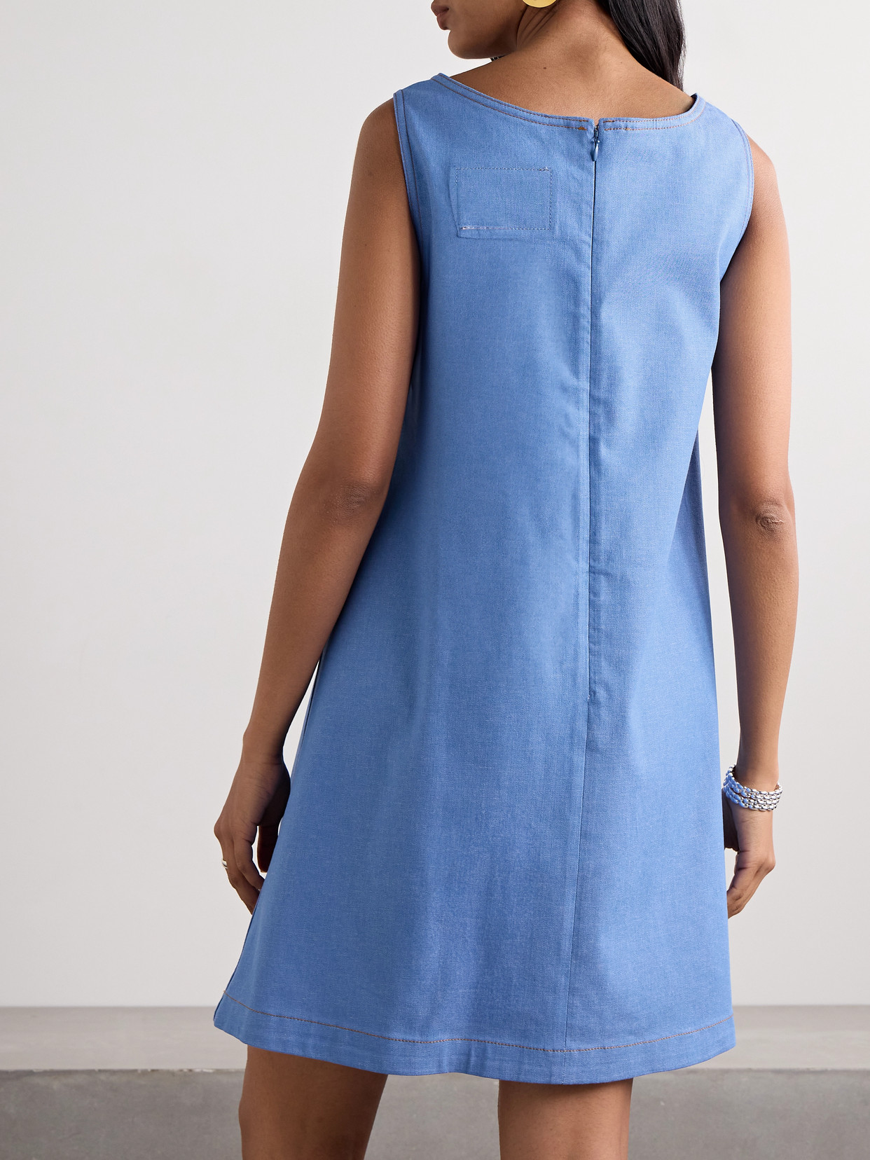 Marni Embroidered Cotton-blend Mini Dress In Blue