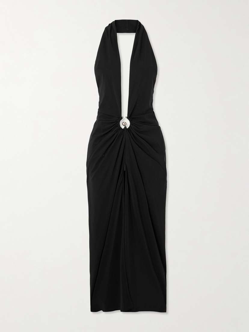 Christopher Esber Pierced Orbit Halterneck Stretch-jersey Maxi Dress