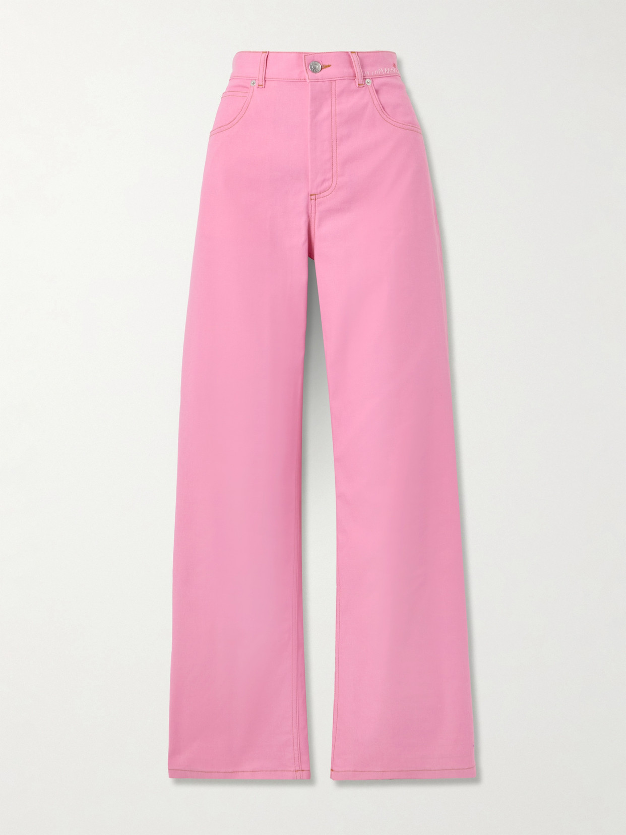 Shop Marni Embroidered High-rise Wide-leg Jeans In Pink