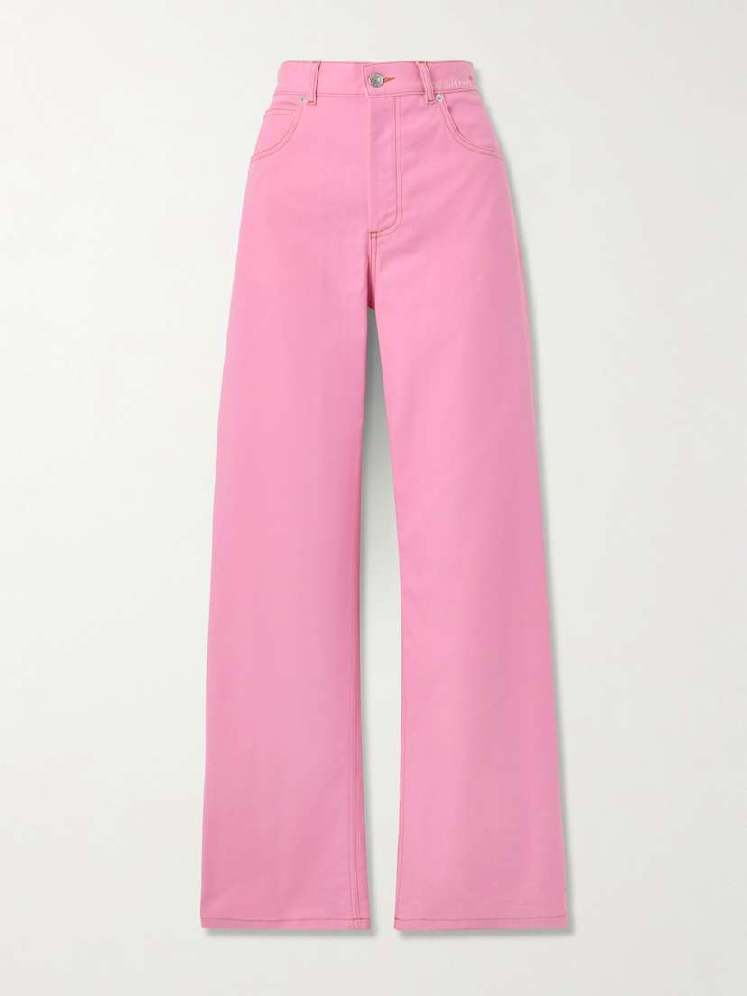 Marni Embroidered High-rise Wide-leg Jeans
