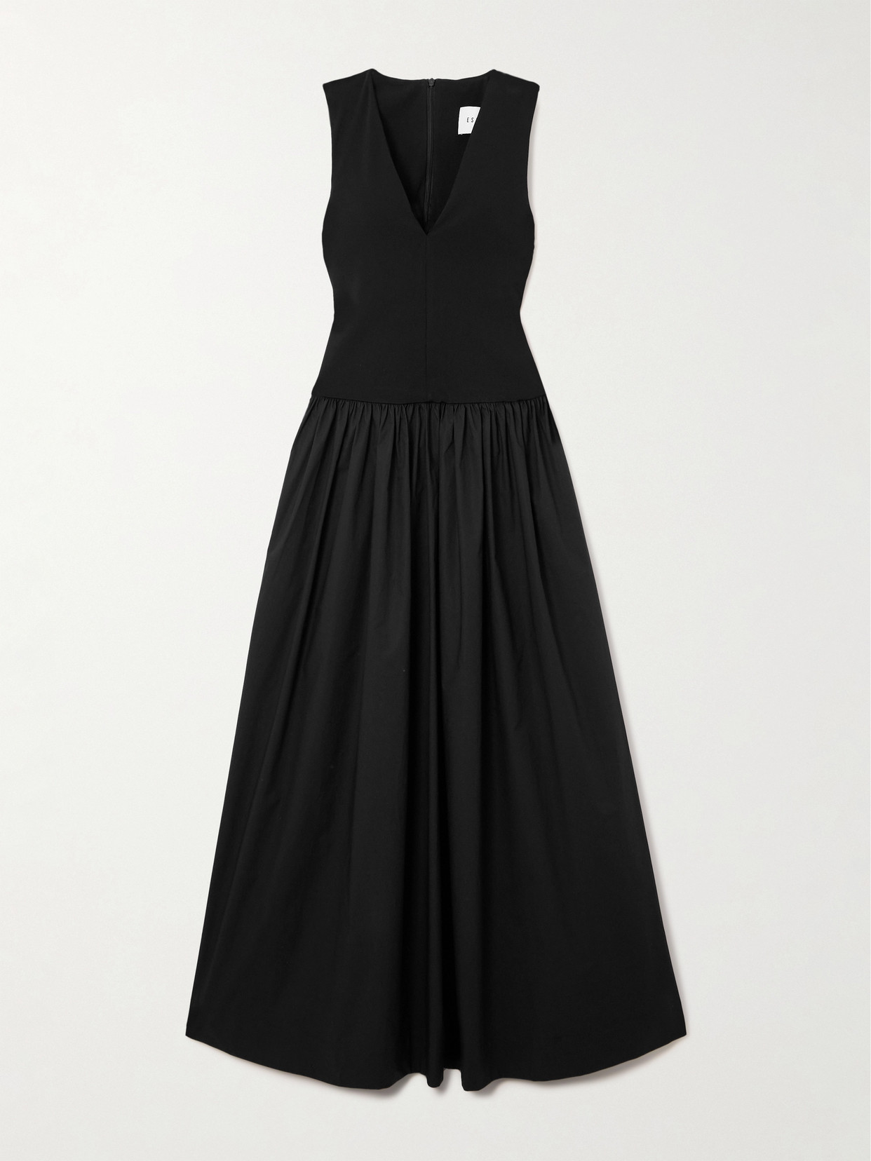 Esse Studios + Net Sustain Stretch-knit And Organic Cotton-poplin Maxi Dress In Black