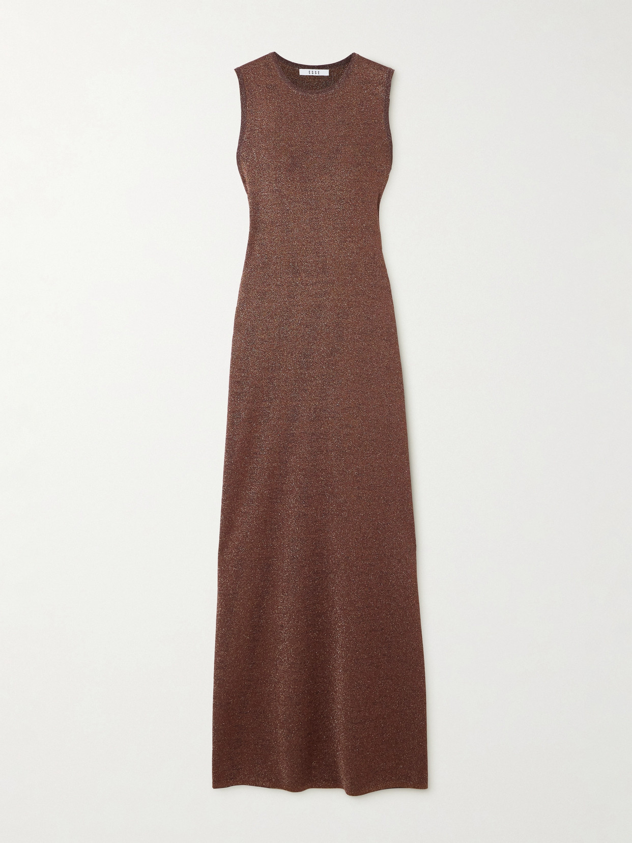 Esse Studios Metallic Knitted Maxi Dress In Brown