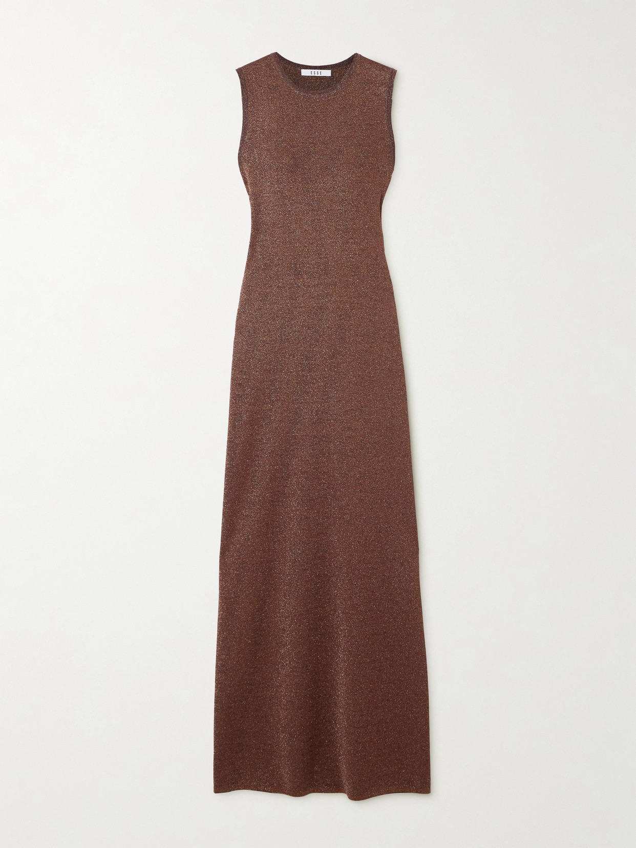 Esse Studios Metallic Knitted Maxi Dress In Brown