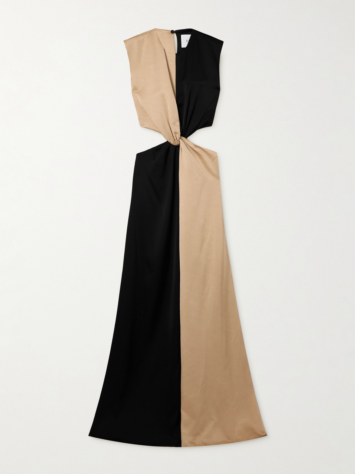 Esse Studios Gilded Cutout Twist-front Satin And Dupioni Gown In Black