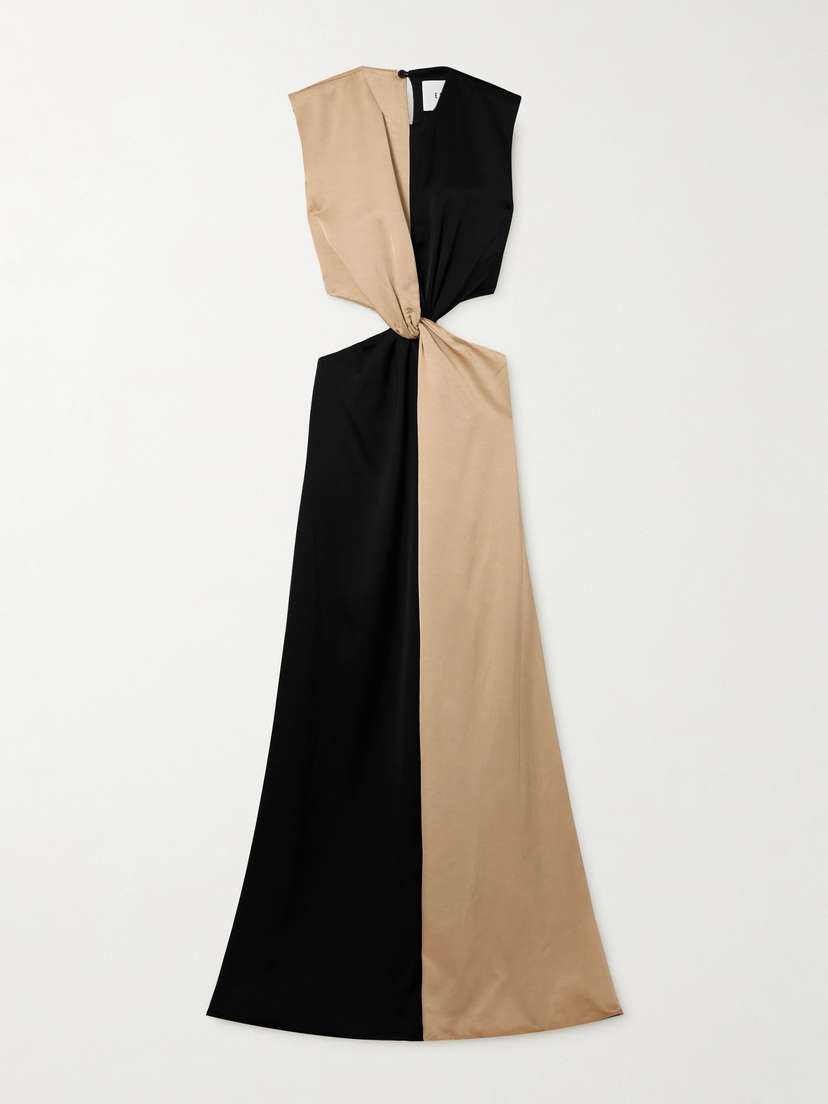 ESSE Studios Gilded Cutout Twist-front Satin And Dupioni Gown