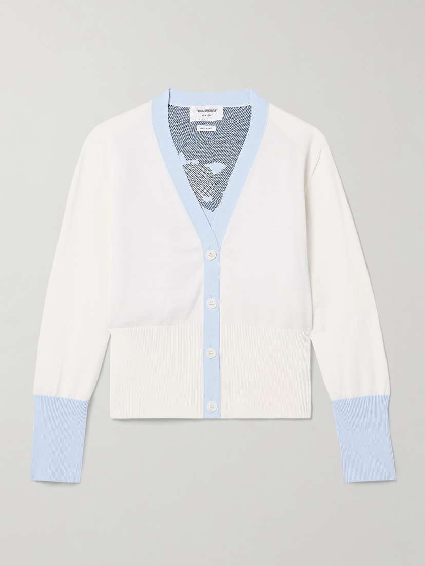 Thom Browne Intarsia-knit Cotton-blend Cardigan