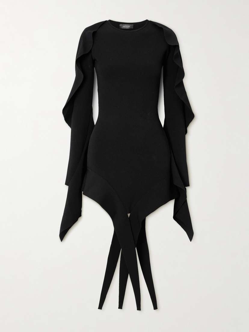 Mugler Asymmetric Stretch-knit Mini Dress