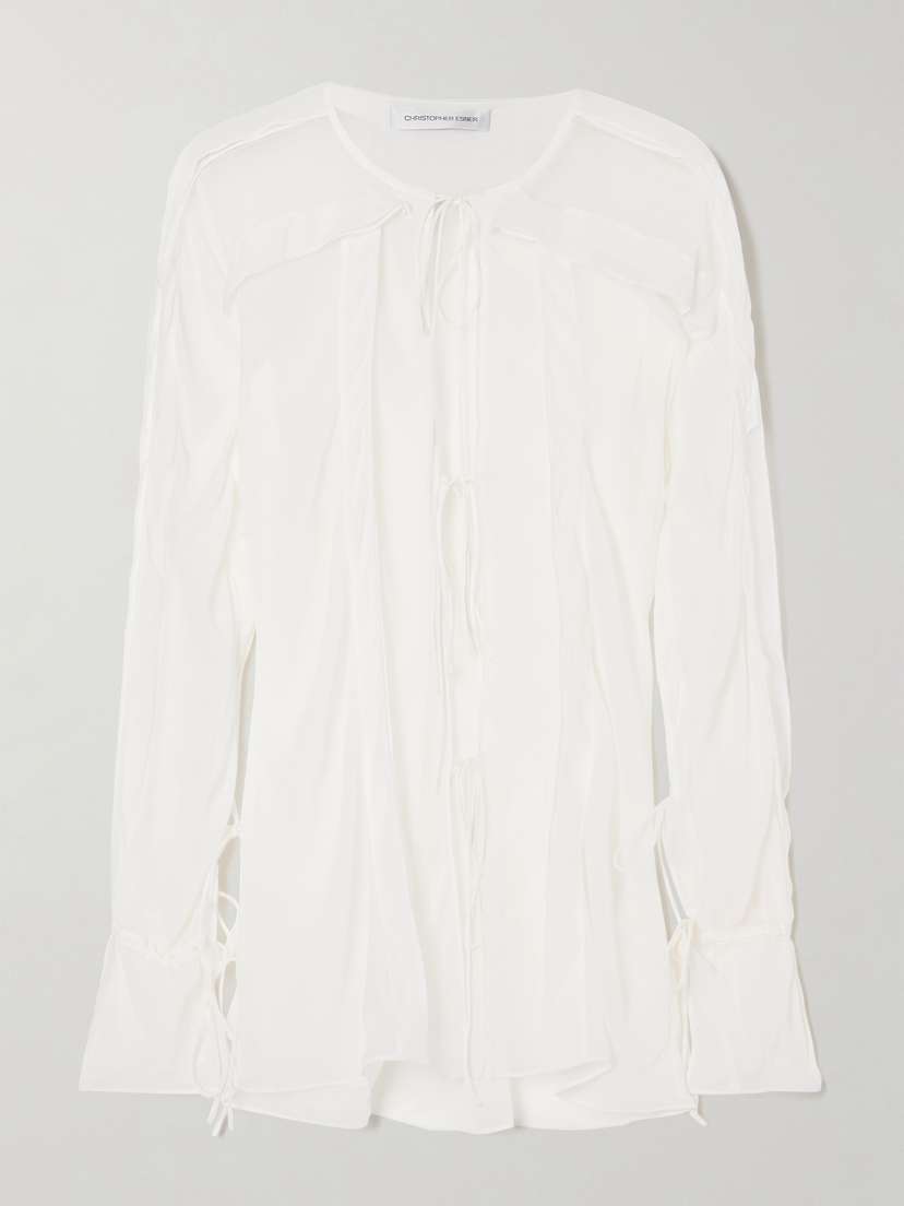 Christopher Esber Tie-detailed Ruffled Silk-chiffon Blouse
