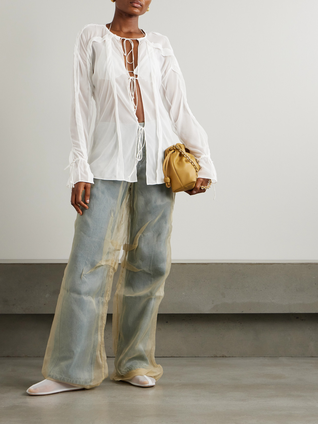 Christopher Esber Tie-detailed Ruffled Silk-chiffon Blouse In White