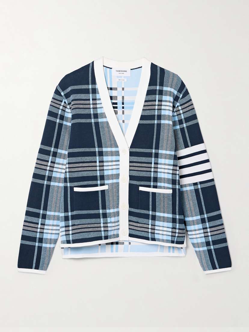 Thom Browne Checked Cotton-blend Jacquard Cardigan