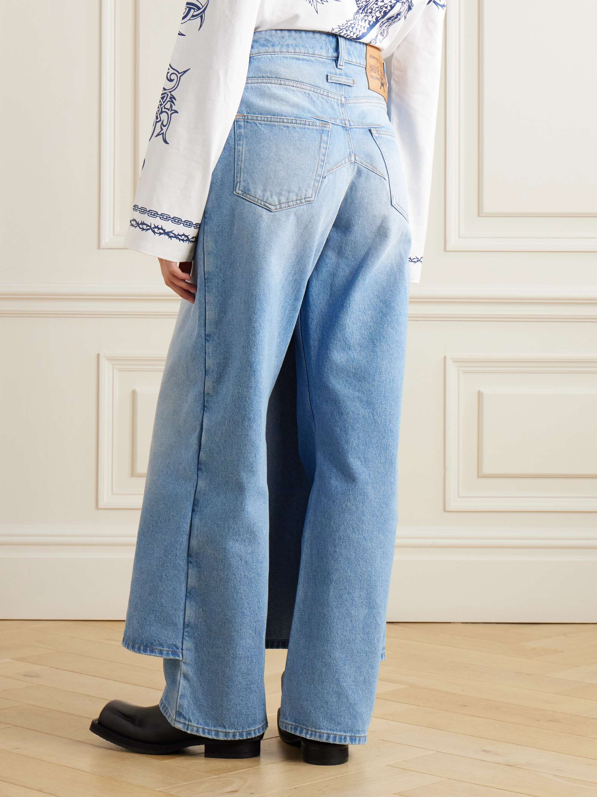 JEAN PAUL GAULTIER Layered high-rise wide-leg jeans | NET-A JEAN PAUL GAULTIER Layered high-rise wide-leg jeans | NET-A