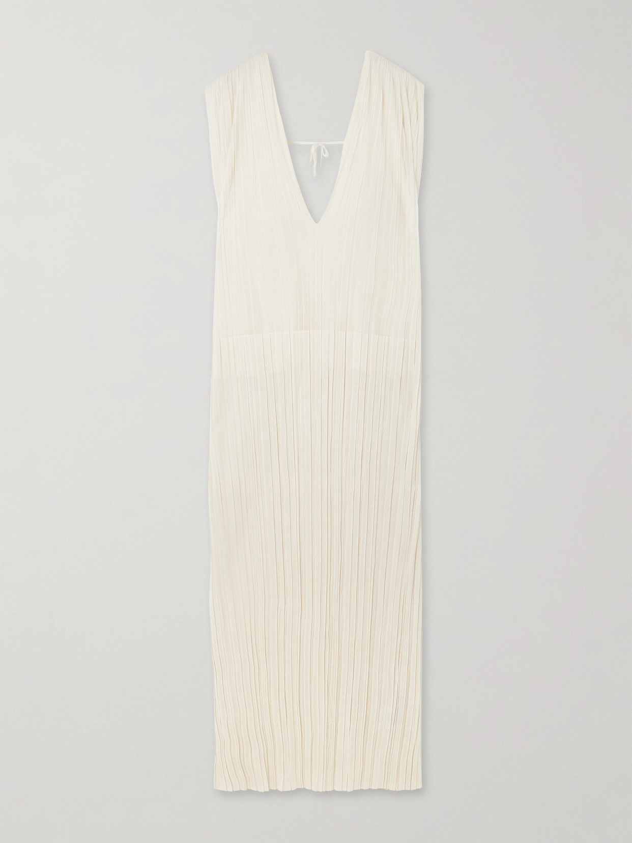 Jil Sander Pleated Silk-plissé Maxi Dress In White