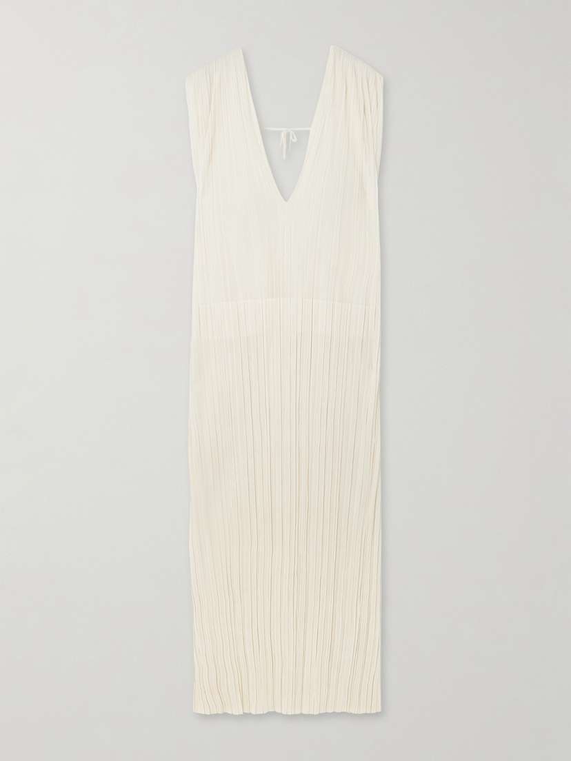 Jil Sander Pleated Silk-plissé Maxi Dress