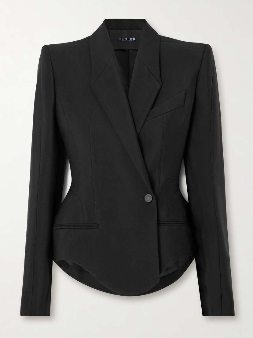 Mugler Double-breasted Paneled Twill Blazer