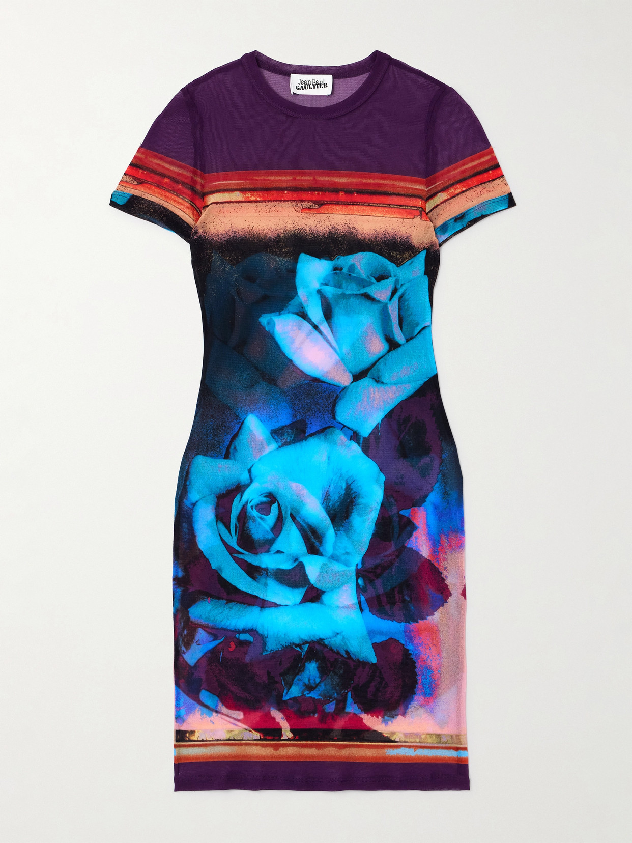 Jean Paul Gaultier - Printed Stretch-mesh Mini Dress - Multi