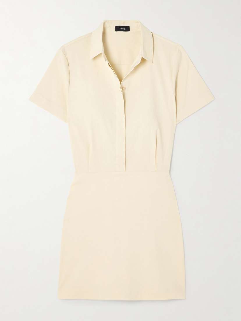 Theory Linen-blend Mini Shirt Dress