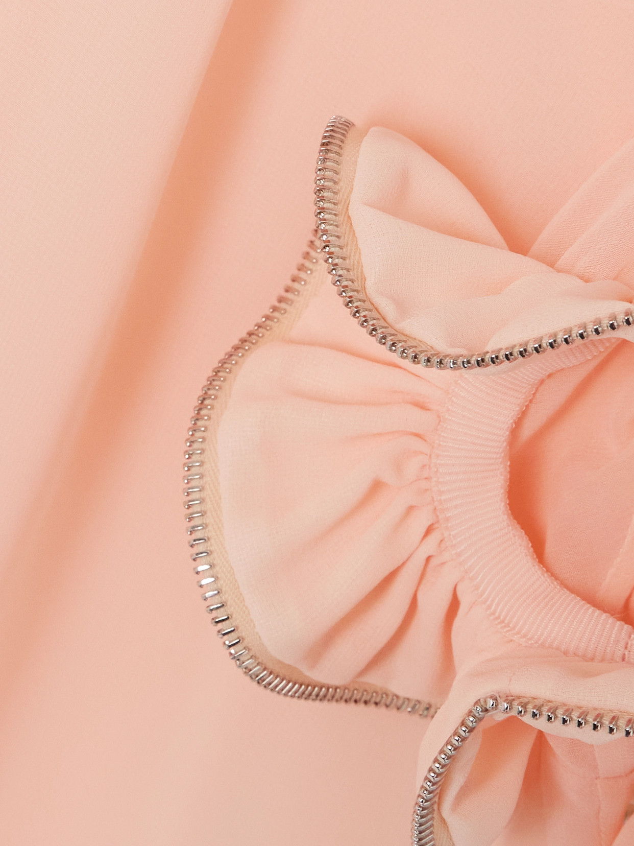 Coperni Zip-embellished Ruffled Chiffon Blouse In Orange