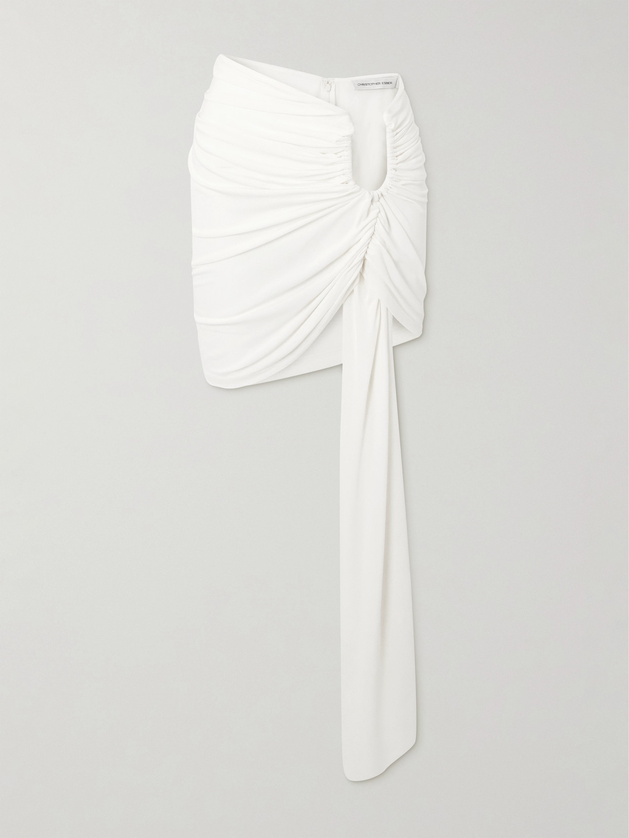 Christopher Esber Arced Palm Embellished Crepe Mini Skirt In White