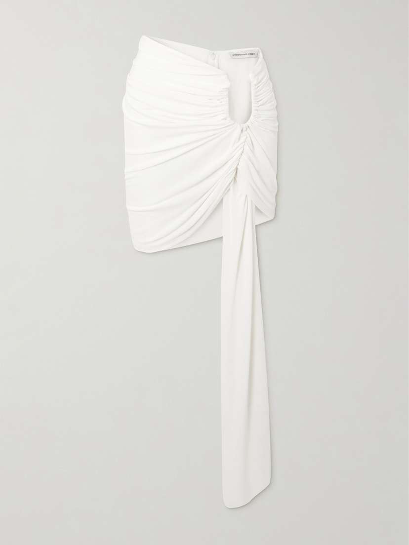 Christopher Esber Arced Palm Embellished Crepe Mini Skirt