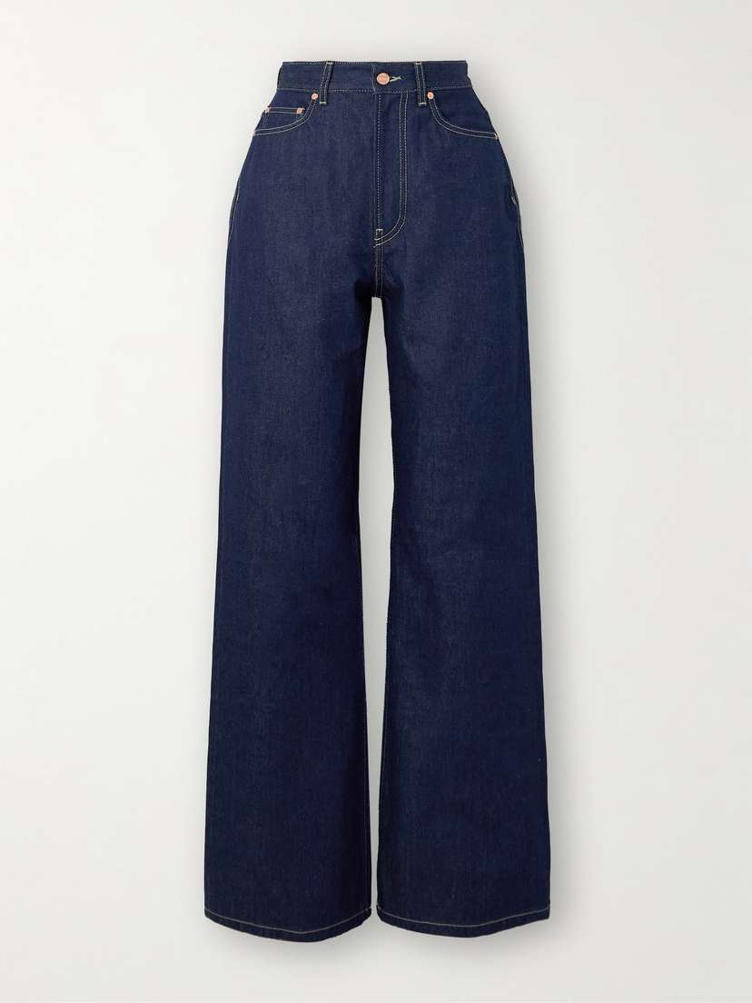 Jean Paul Gaultier Embroidered High-rise Wide-leg Jeans