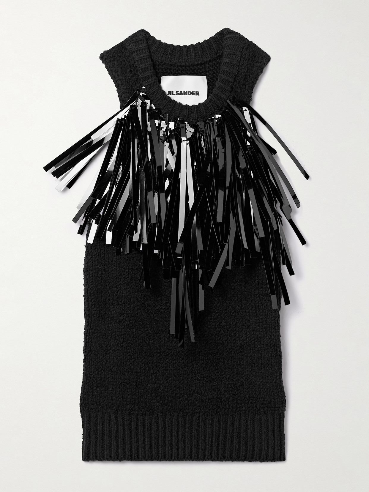 Jil Sander Fringe-trim Knitted Top In Black