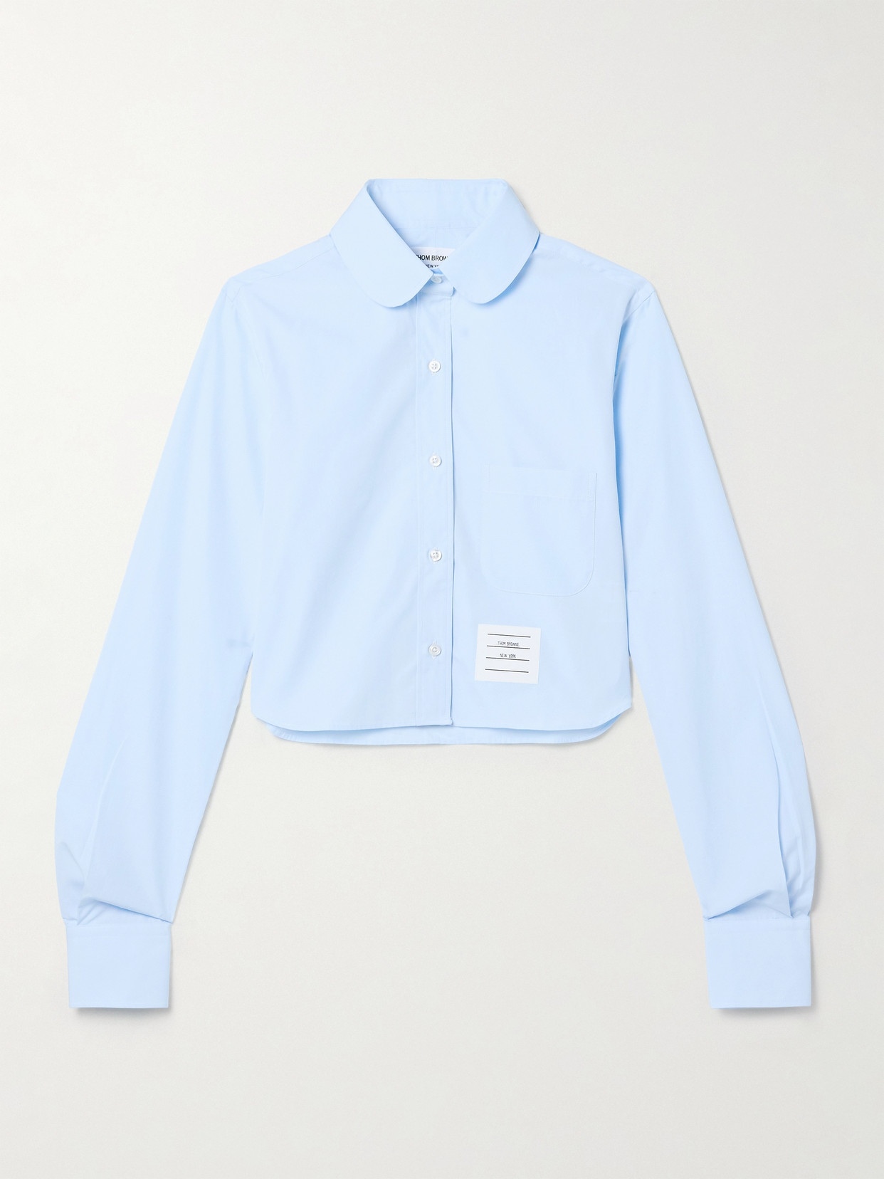 Thom Browne Cropped Cotton-poplin Shirt In Blue