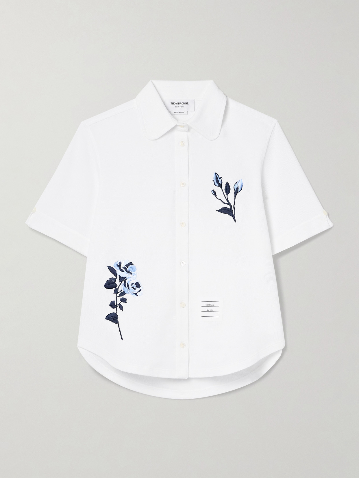 Thom Browne Embroidered Cotton-piqué Shirt In White