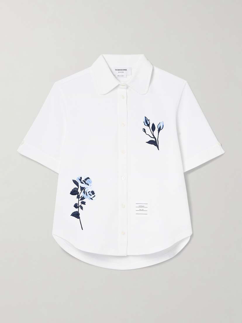 Thom Browne Embroidered Cotton-piqué Shirt