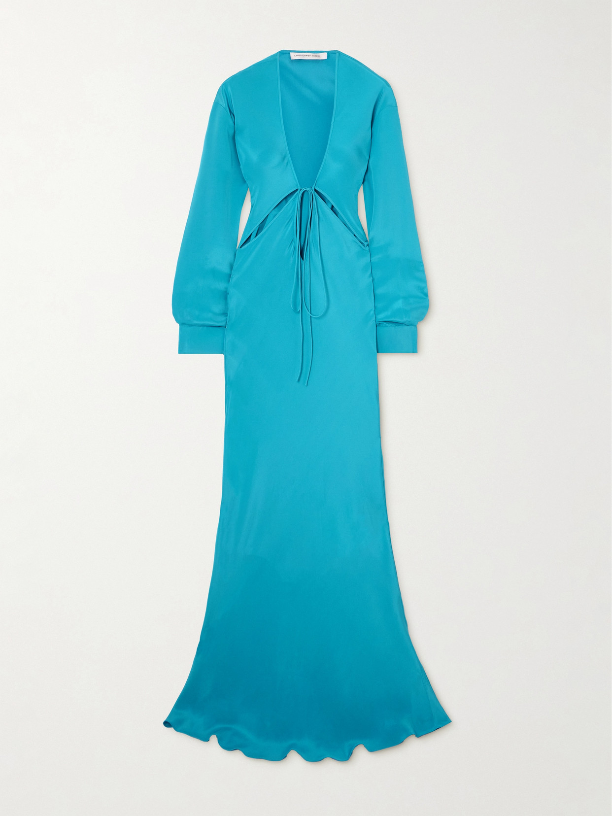 Christopher Esber Triquetra Front-tie Shirtdress In Lagoon