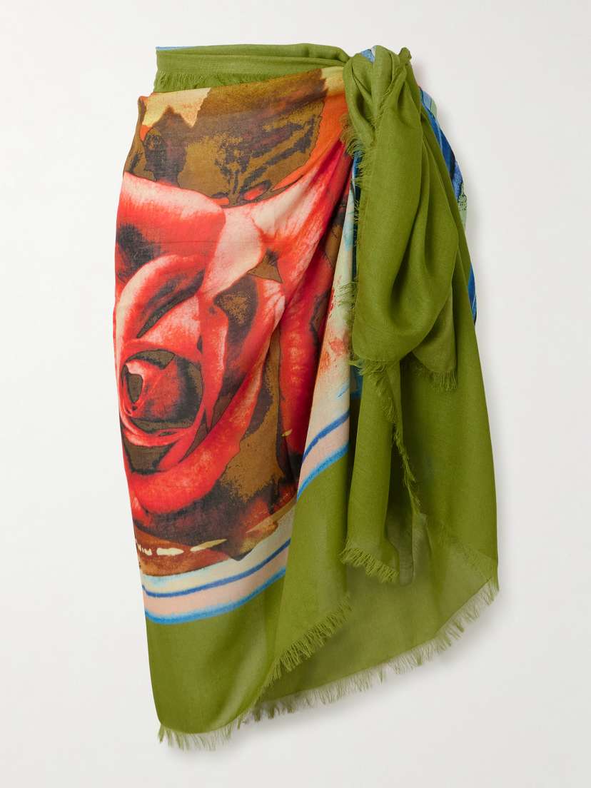 Jean Paul Gaultier Floral-print Modal And Cashmere-blend Pareo